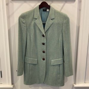 AKRIS Wool Light Teal Plaid Blazer